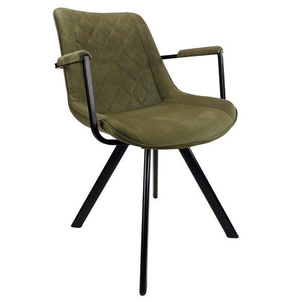 Stoel | Microvezel/Metaal | Groen | Zwarte Poten | Indoor | 590x620x830(h)mm