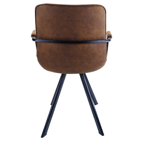 Stoel | Microvezel/Metaal | Cognac | Zwarte Poten | Indoor | 590x620x830(h)mm