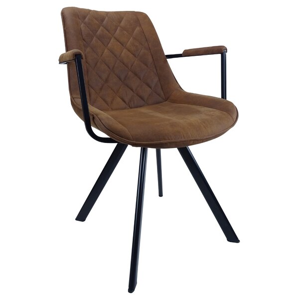Stoel | Microvezel/Metaal | Cognac | Zwarte Poten | Indoor | 590x620x830(h)mm