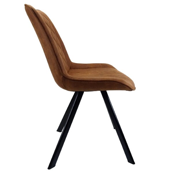 Stoel | Microvezel/Metaal | Cognac | Zwarte Poten | Indoor | 520x580x850(h)mm