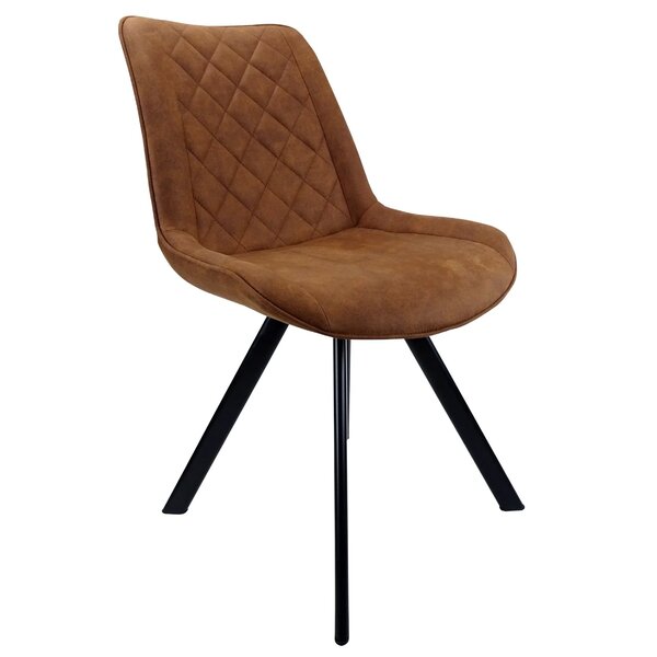Stoel | Microvezel/Metaal | Cognac | Zwarte Poten | Indoor | 520x580x850(h)mm