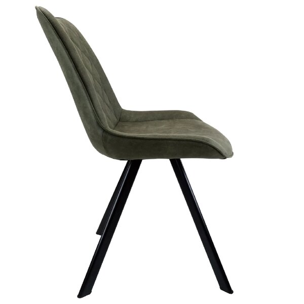 Stoel | Microvezel/Metaal | Groen | Zwarte Poten | Indoor | 520x580x850(h)mm