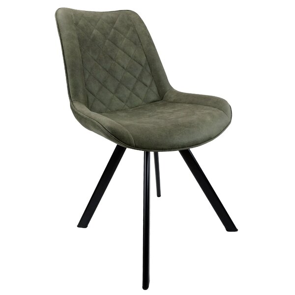 Stoel | Microvezel/Metaal | Groen | Zwarte Poten | Indoor | 520x580x850(h)mm