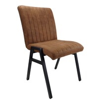 E.R.S. Stoel | Microvezel/Metaal | Cognac | Zwarte Poten | Indoor | Stapelbaar | 510x620x850(h)mm