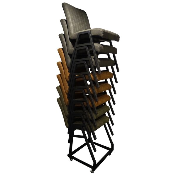 Stoel | Microvezel/Metaal | Cognac | Zwarte Poten | Indoor | Stapelbaar | 510x620x850(h)mm