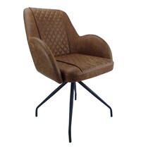 E.R.S. Stoel | Leer/Metaal | Camel | Zwarte Poten | Indoor | 520x580x850(h)mm