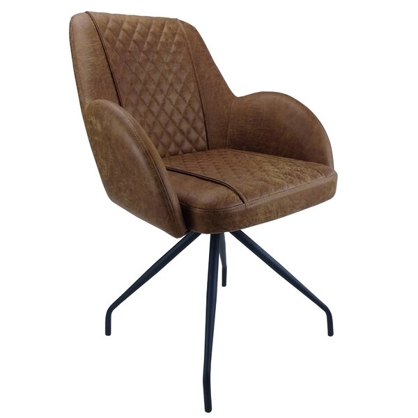 Stoel | Leer/Metaal | Camel | Zwarte Poten | Indoor | 520x580x850(h)mm