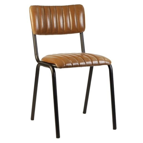 Stoel | Kunstleer/Metaal | Bruin | Zwart Frame | Indoor | Stapelbaar | 430x470x830(h)mm
