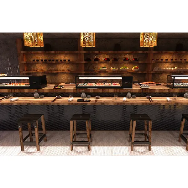 Sushivitrine | LOGIC | Zwart | 8x 1/3 GN | 0°C/+4°C | Statisch | 1 Niveau | 1680x380x300(h)mm