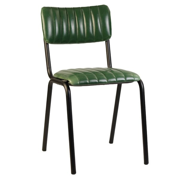 Stoel | Kunstleer/Metaal | Groen | Zwart Frame | Indoor | Stapelbaar | 430x470x830(h)mm