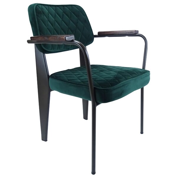 Stoel | Fluweel/Metaal | Groen | Gun Metal Frame | Indoor | 600x570x800(h)mm