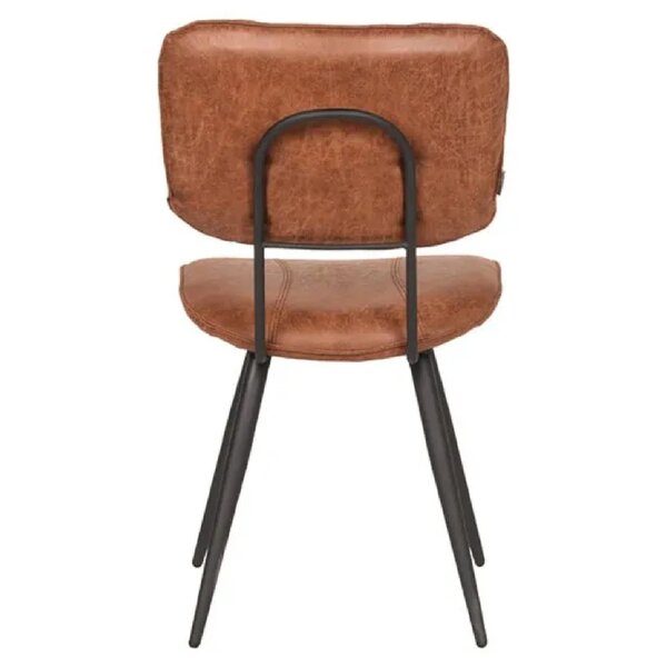 Stoel | Leer/Metaal | Cognac | Zwart Frame | Indoor | 490x600x870(h)mm