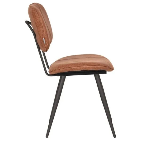 Stoel | Leer/Metaal | Cognac | Zwart Frame | Indoor | 490x600x870(h)mm