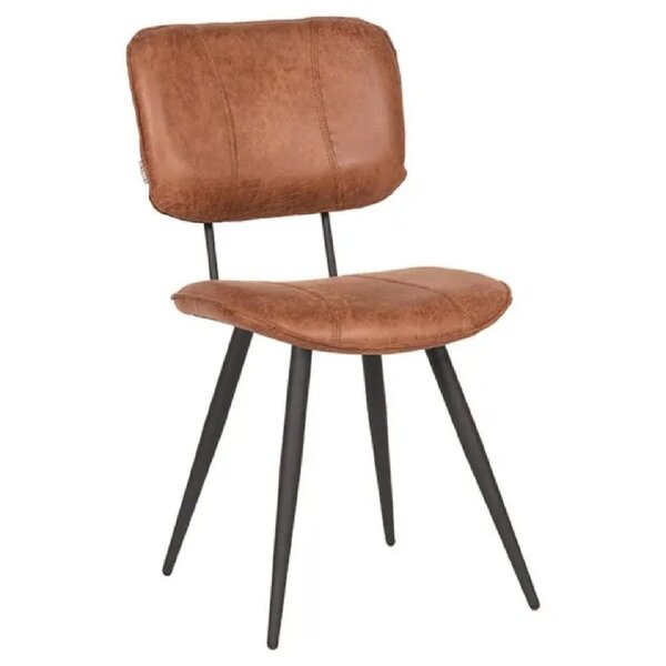 Stoel | Leer/Metaal | Cognac | Zwart Frame | Indoor | 490x600x870(h)mm