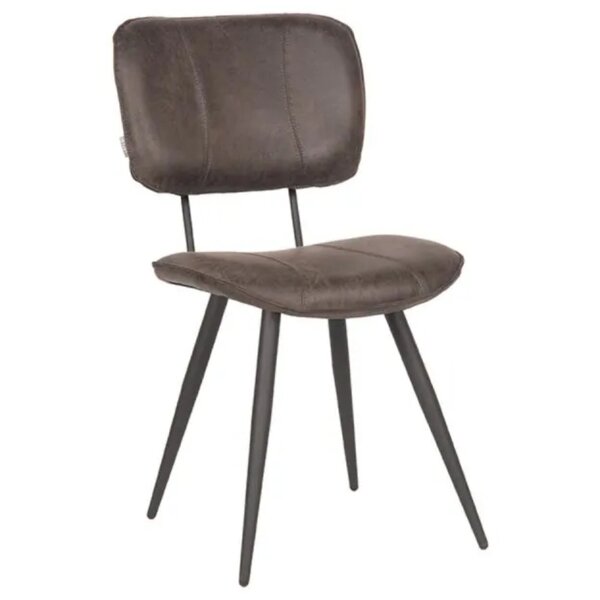 Stoel | Leer/Metaal | Antraciet | Zwart Frame | Indoor | 490x600x870(h)mm