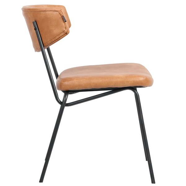 Stoel | Kunstleer/Metaal | Cognac | Zwart Frame | Indoor | 490x610x770(h)mm