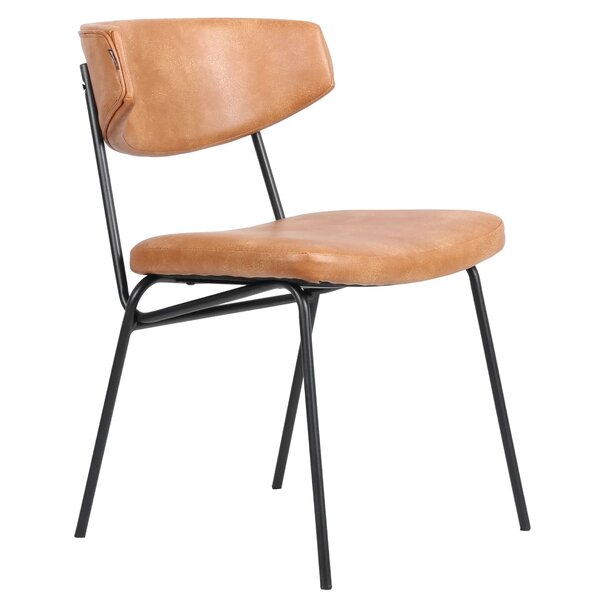 Stoel | Kunstleer/Metaal | Cognac | Zwart Frame | Indoor | 490x610x770(h)mm