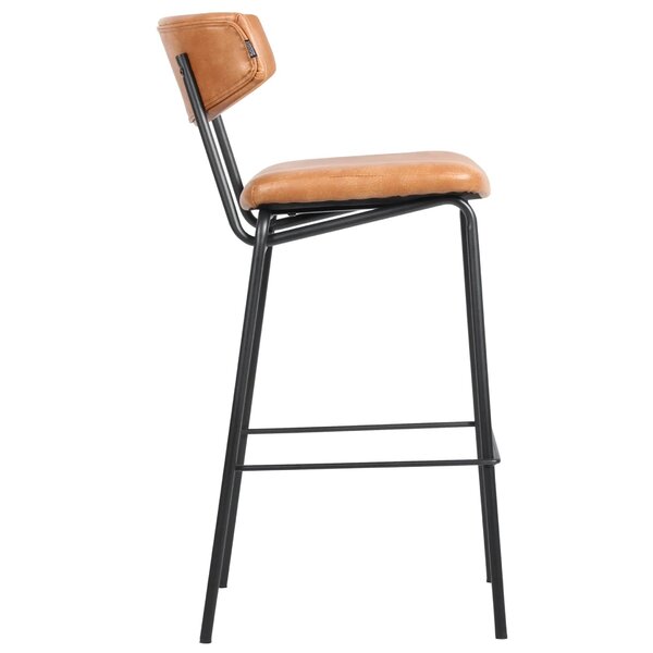 Barkruk | Kunstleer/Metaal | Cognac | Zwart Frame | Indoor | 450x550x1020(h)mm