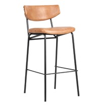 E.R.S. Barkruk | Kunstleer/Metaal | Cognac | Zwart Frame | Indoor | 450x550x1020(h)mm 