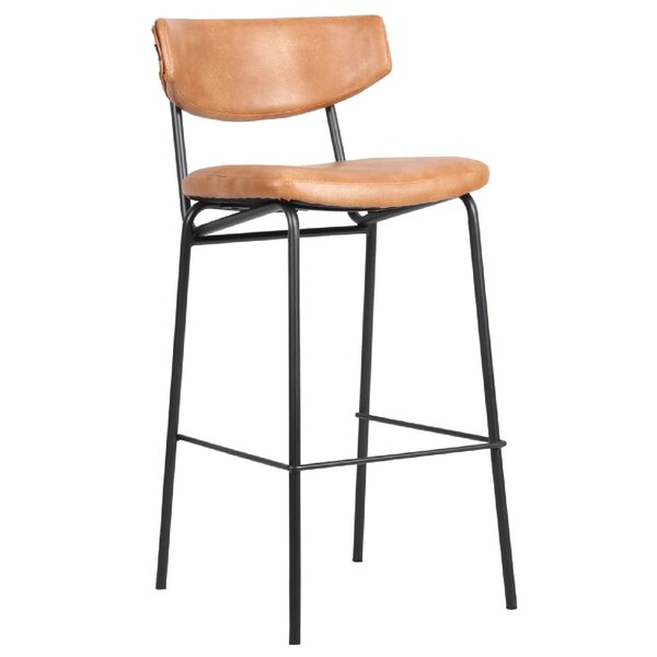 Barkruk | Kunstleer/Metaal | Cognac | Zwart Frame | Indoor | 450x550x1020(h)mm