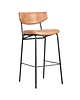 E.R.S. Barkruk | Kunstleer/Metaal | Cognac | Zwart Frame | Indoor | 450x550x1020(h)mm 