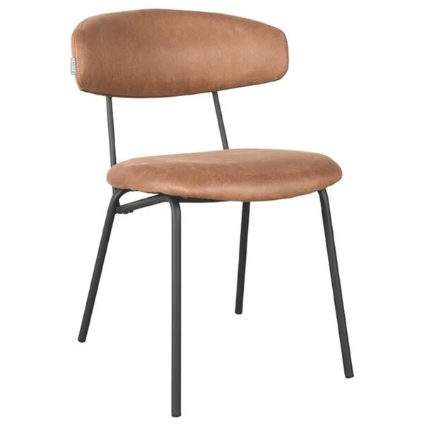 Stoel | Microvezel/Metaal | Cognac | Zwart Frame | Indoor | 530x590x790(h)mm