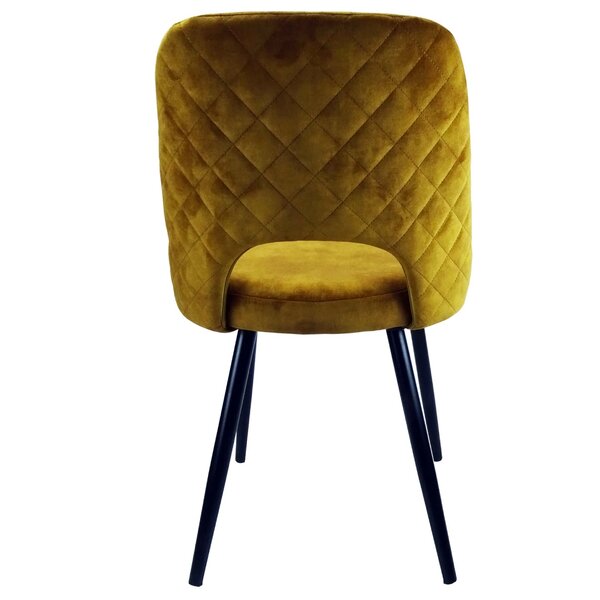 Stoel | Fluweel/Metaal | Goudkleurig | Zwarte Poten | Indoor | 480x530x830(h)mm