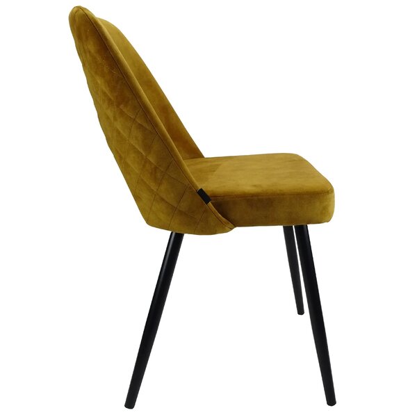 Stoel | Fluweel/Metaal | Goudkleurig | Zwarte Poten | Indoor | 480x530x830(h)mm