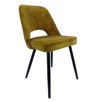 E.R.S. Stoel | Fluweel/Metaal | Goudkleurig | Zwarte Poten | Indoor | 480x530x830(h)mm