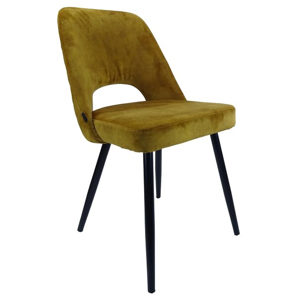 Stoel | Fluweel/Metaal | Goudkleurig | Zwarte Poten | Indoor | 480x530x830(h)mm