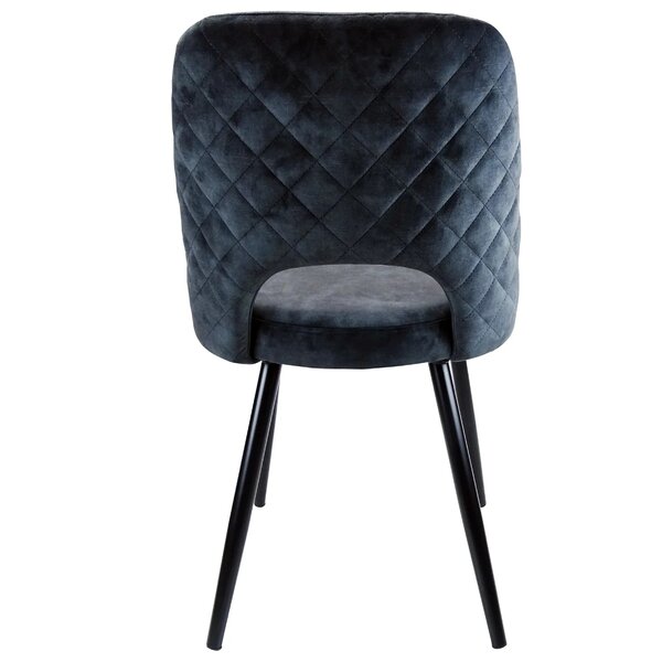 Stoel | Fluweel/Metaal | Antraciet | Zwarte Poten | Indoor | 480x530x830(h)mm