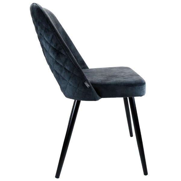 Stoel | Fluweel/Metaal | Antraciet | Zwarte Poten | Indoor | 480x530x830(h)mm