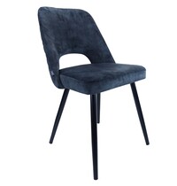 E.R.S. Stoel | Fluweel/Metaal | Antraciet | Zwarte Poten | Indoor | 480x530x830(h)mm