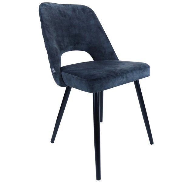 Stoel | Fluweel/Metaal | Antraciet | Zwarte Poten | Indoor | 480x530x830(h)mm