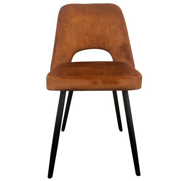 Stoel | Fluweel/Metaal | Koper | Zwarte Poten | Indoor | 480x530x830(h)mm
