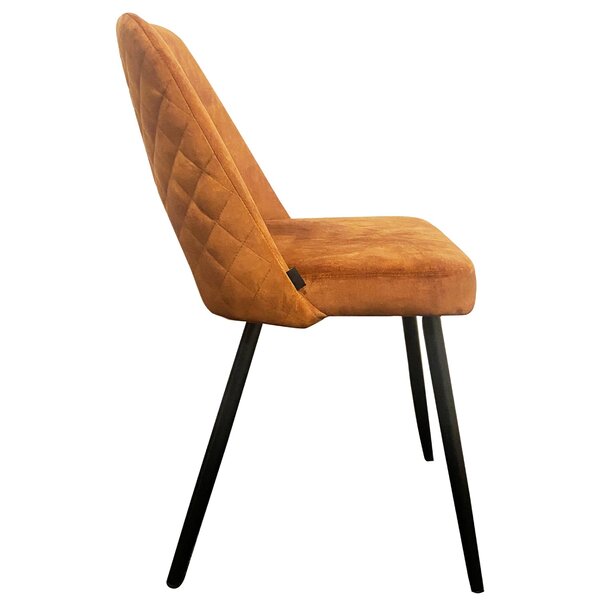 Stoel | Fluweel/Metaal | Koper | Zwarte Poten | Indoor | 480x530x830(h)mm