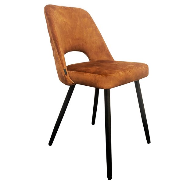 Stoel | Fluweel/Metaal | Koper | Zwarte Poten | Indoor | 480x530x830(h)mm