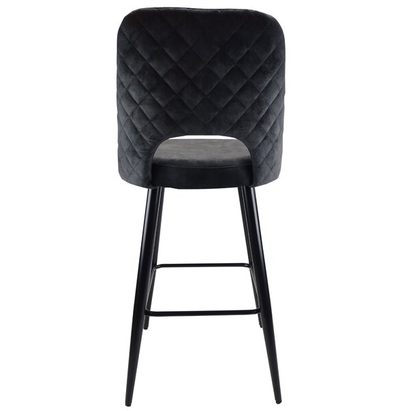 Barkruk | Fluweel/Metaal | Antraciet | Zwarte Poten | Indoor | 480x540x1140(h)mm