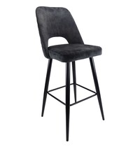 E.R.S. Barkruk | Fluweel/Metaal | Antraciet | Zwarte Poten | Indoor | 480x540x1140(h)mm