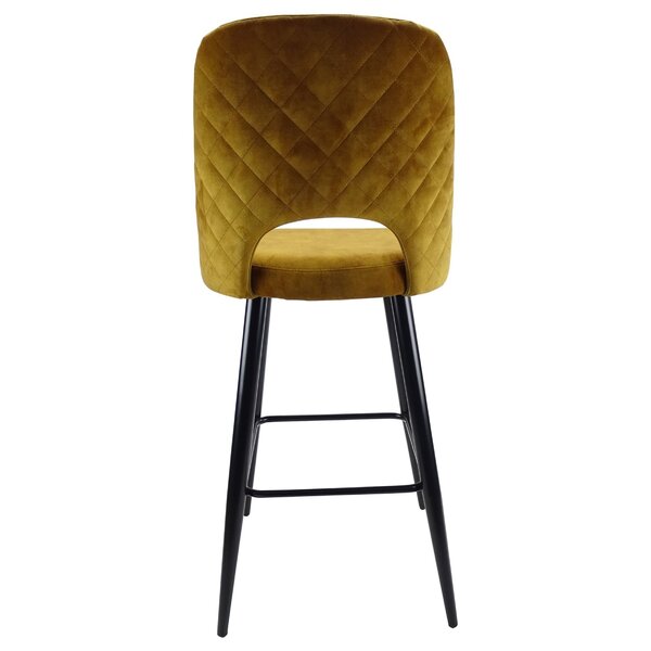 Barkruk | Fluweel/Metaal | Goudkleurig | Zwarte Poten | Indoor | 480x540x1140(h)mm