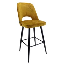 E.R.S. Barkruk | Fluweel/Metaal | Goudkleurig | Zwarte Poten | Indoor | 480x540x1140(h)mm