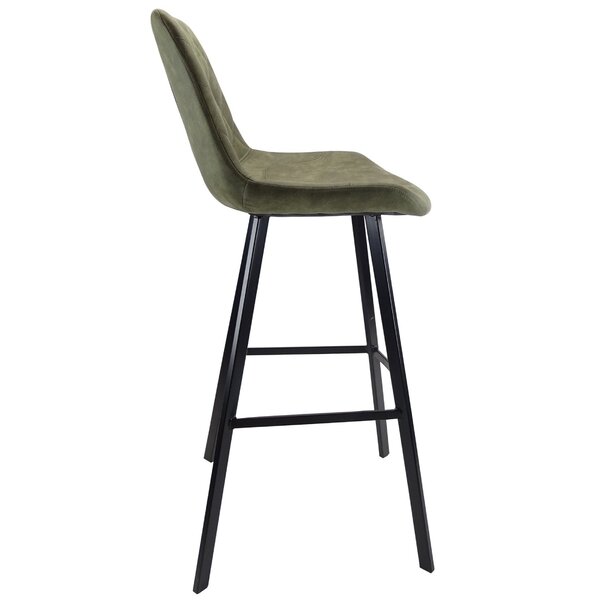 Barkruk | Microvezel/Metaal | Groen | Zwarte Poten | Indoor | 500x570x1060(h)mm