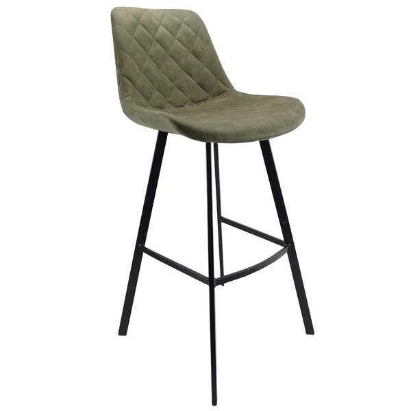 Barkruk | Microvezel/Metaal | Groen | Zwarte Poten | Indoor | 500x570x1060(h)mm