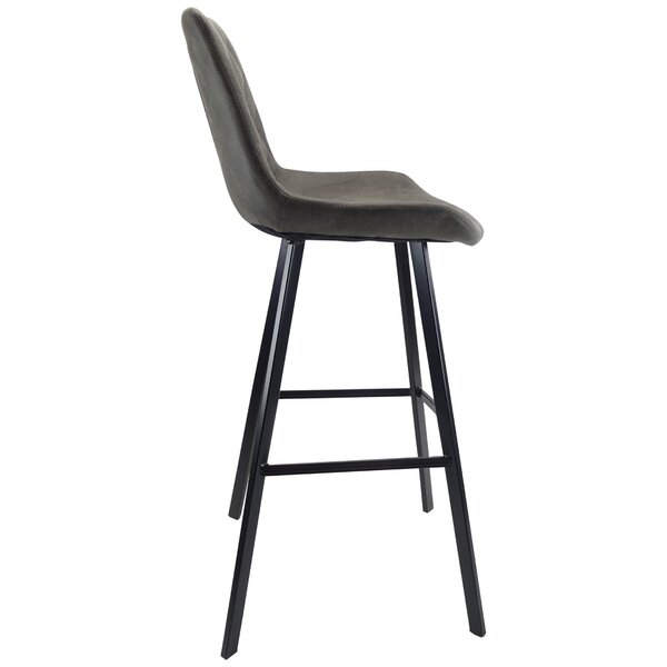Barkruk | Microvezel/Metaal | Antraciet | Zwarte Poten | Indoor | 500x570x1060(h)mm