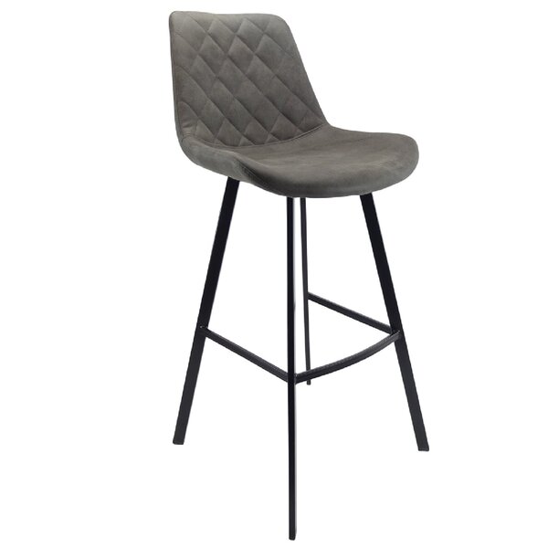 Barkruk | Microvezel/Metaal | Antraciet | Zwarte Poten | Indoor | 500x570x1060(h)mm