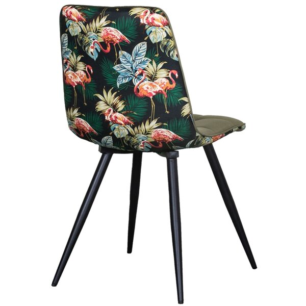 Stoel | Fluweel/Metaal | Donkergroen | Zwarte Poten | Indoor | 460x590x860(h)mm