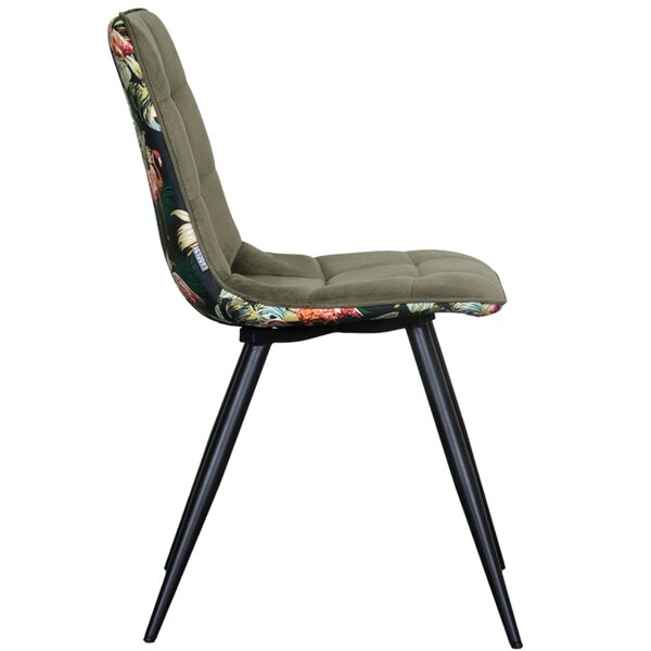 Stoel | Fluweel/Metaal | Donkergroen | Zwarte Poten | Indoor | 460x590x860(h)mm