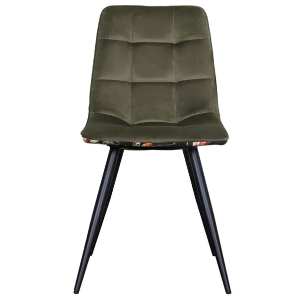 Stoel | Fluweel/Metaal | Donkergroen | Zwarte Poten | Indoor | 460x590x860(h)mm