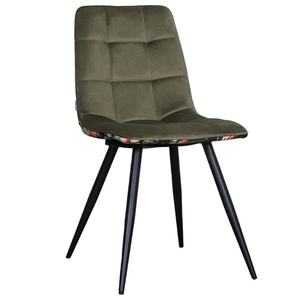 Stoel | Fluweel/Metaal | Donkergroen | Zwarte Poten | Indoor | 460x590x860(h)mm