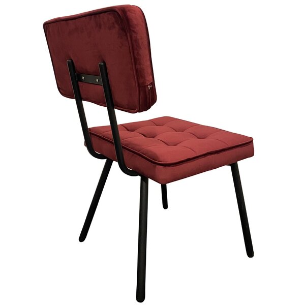 Stoel | Stof/Metaal | Donkerrood | Zwart Frame | Indoor | 510x530x870(h)mm